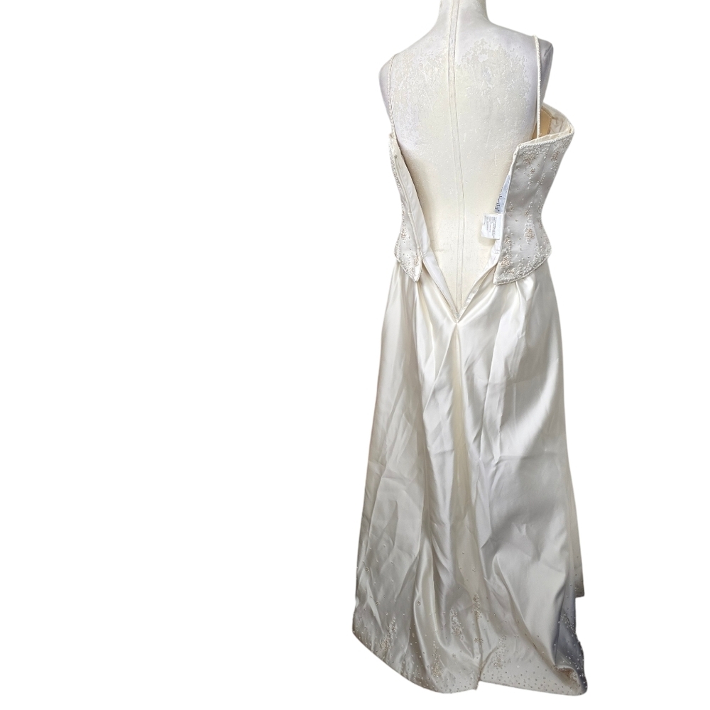 Cosmobella Off White Beaded Pearl Strap Wedding Dress 6 - Picture 6 of 15
